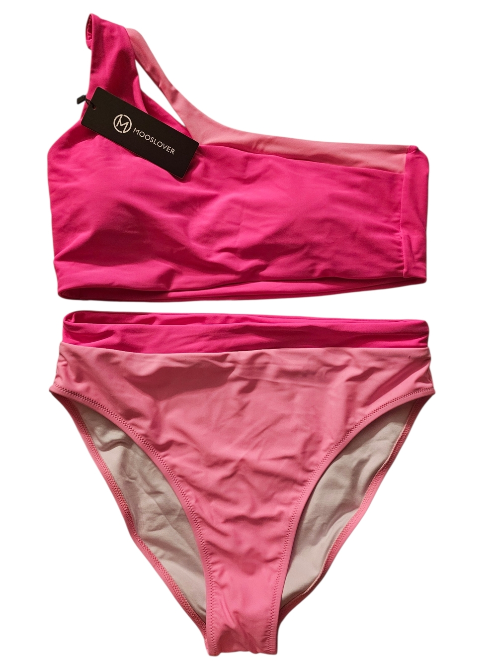 Two-Tone Pink One-Shoulder Bikini